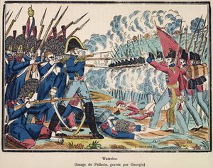 ウォータールーの戦い、1815年、フランソワゲオルギン（1801-63）が「Edition de la Revue Lorraine Illustree」のパブから刻印。 1912